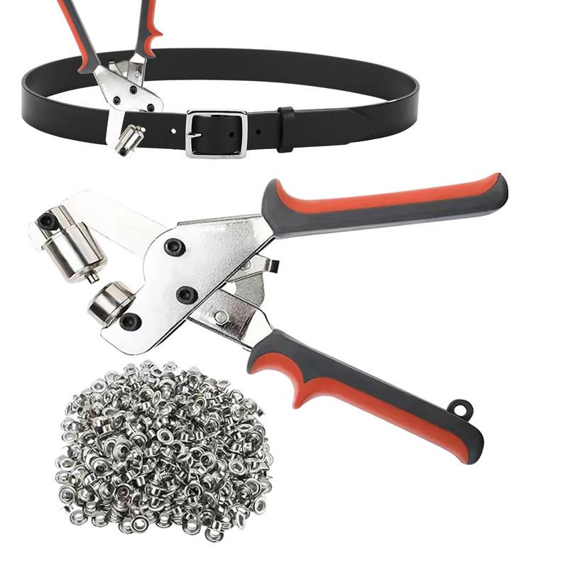 Grommet Tool Kit Handheld Hole Punch Pliers Portable Grommet Hand Press Machine Manual Puncher w/ Silver Grommets of 10.5mm
