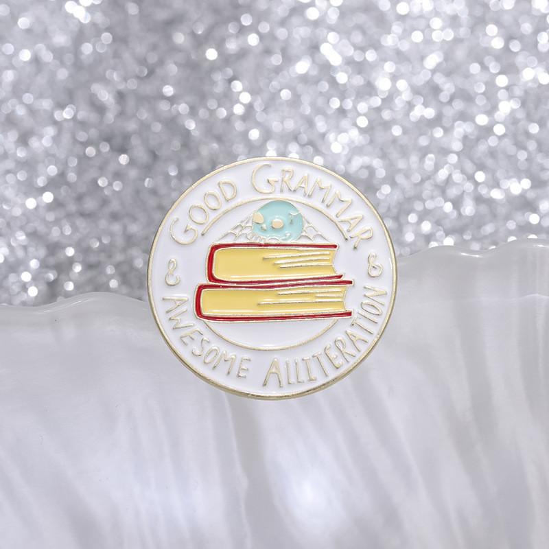 Alloy Trendy White Geometric Letter Pin Brooch For Fashionable Pieces Statement