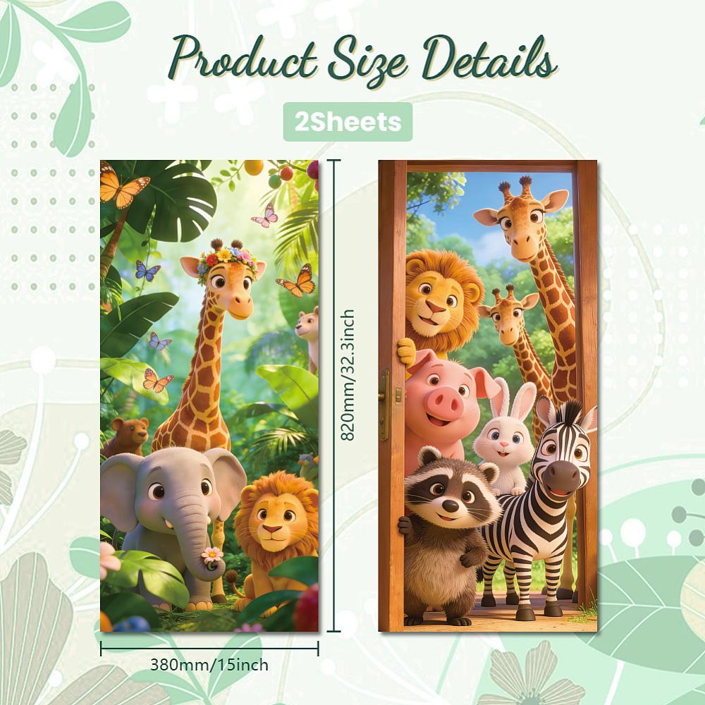 PVC Stickers Self-adhesive Decorative Stickers Decals for Trash Decoration Animals 820x380mm 2pcs/set