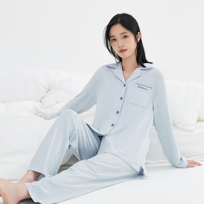 Women's Pure Cotton Lapel Long-Sleeve Loungewear Set
