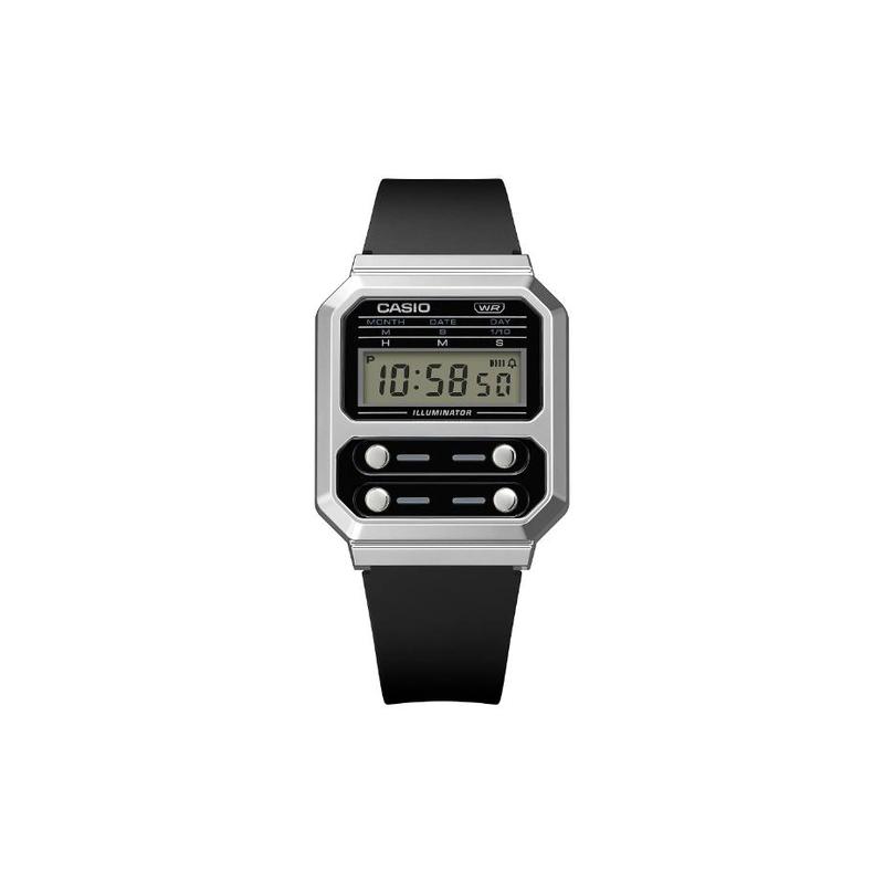 CASIO Waterproof Retro Quartz Resin Strap Men and Women Same Style Black Dial A100WEF-1A