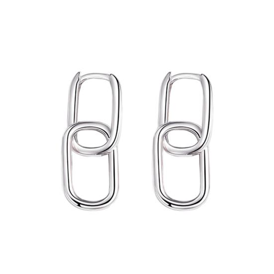 1 Pair Women Earrings Paper Clip Shape Geometric Polished Copper Pure Color Hollow Out Daily Commute Ear Jewelry Short Hanging Earrings