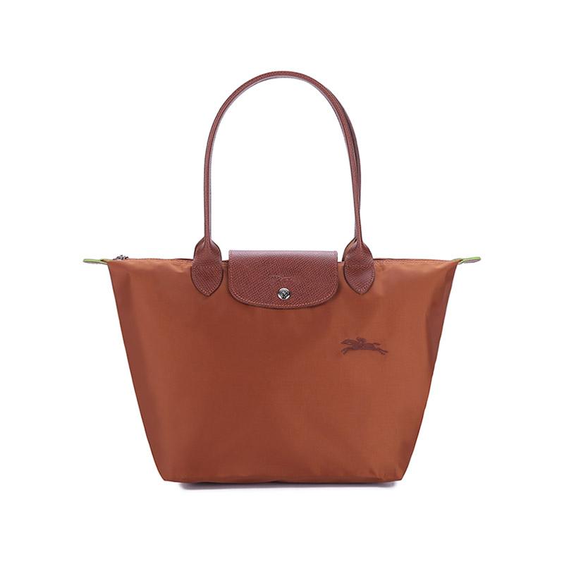 

Longchamp Le Pliage Green 28 Button Zipper Closure Long Handle Leather Trim Dumpling Tote Handbag Women handbags Brown 2605919504 Brown