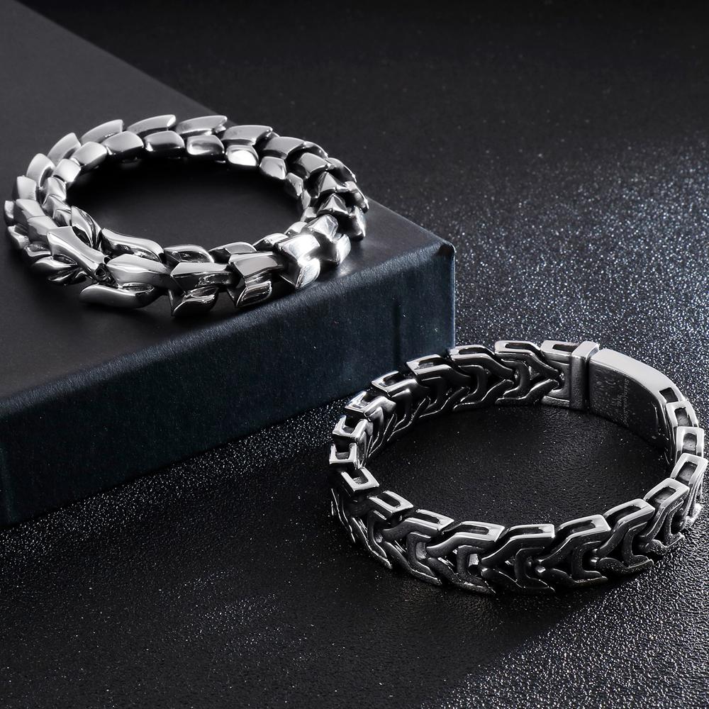 Große Größe 20/22/24CM Lange Schwere Edelstahl Armband Männer Link Kette männer Armbänder Metall armreifen Massiven Auf Hand Schmuck