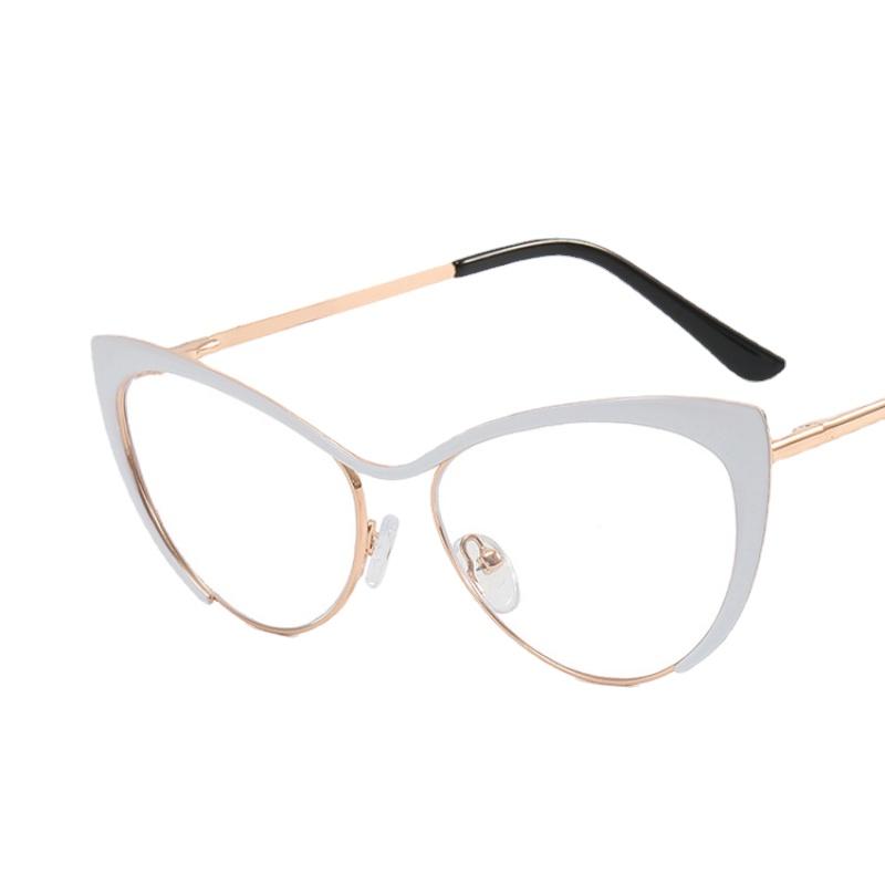 Luxury Designer Cat Eye Sunglasses Women Anti Blue Light UV400 Metal Frame Fashion Sun Glasses