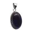 Amethyst Natural Gemstone Antique Silver Plated Pendant 3.75" J 2078