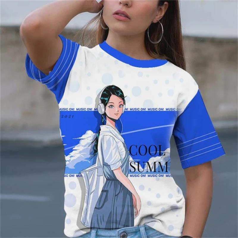Sanat Günü Baskılı Kızlar 3D Klasik Sade Boya Komik Desenli Günlük Kadın Tişört Yazlık Kısa Kollu Moda Bayan Üst Hip Hop