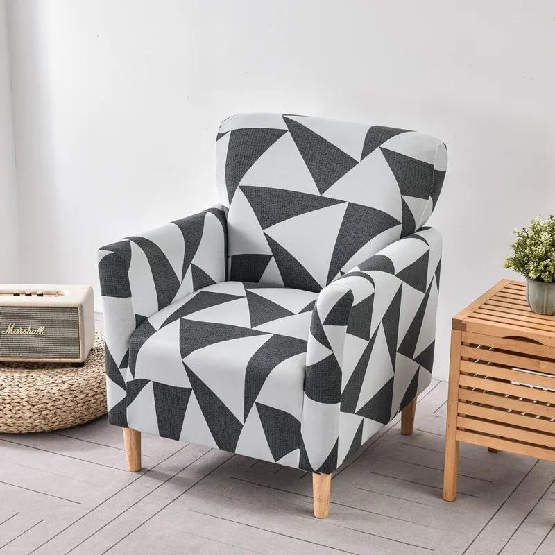 1Pc Printed Soft Armchair Covers Elastic Club Tub Chair Slipcovers Single Sofa Covers Home Bar Counter El