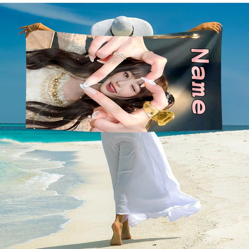 Personalized customized proof beach towel with Wonyoung pattern - soft, absorbent,quick-drying,perfect swimming,camping&bathing