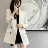 Fashionabla svart kostymjacka för kvinnor Spring Double Breasted Blazer