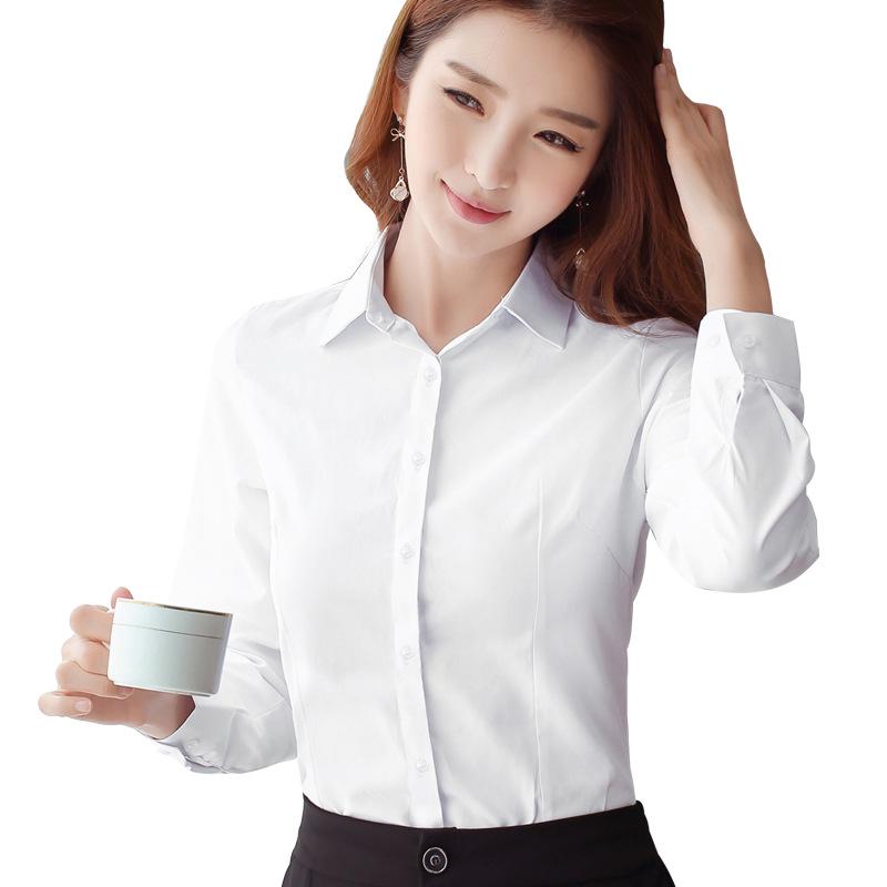 Camicetta Bianca da Donna a Maniche Lunghe con Scollo Quadrato - Abbigliamento da Lavoro Professionale Stile Coreano