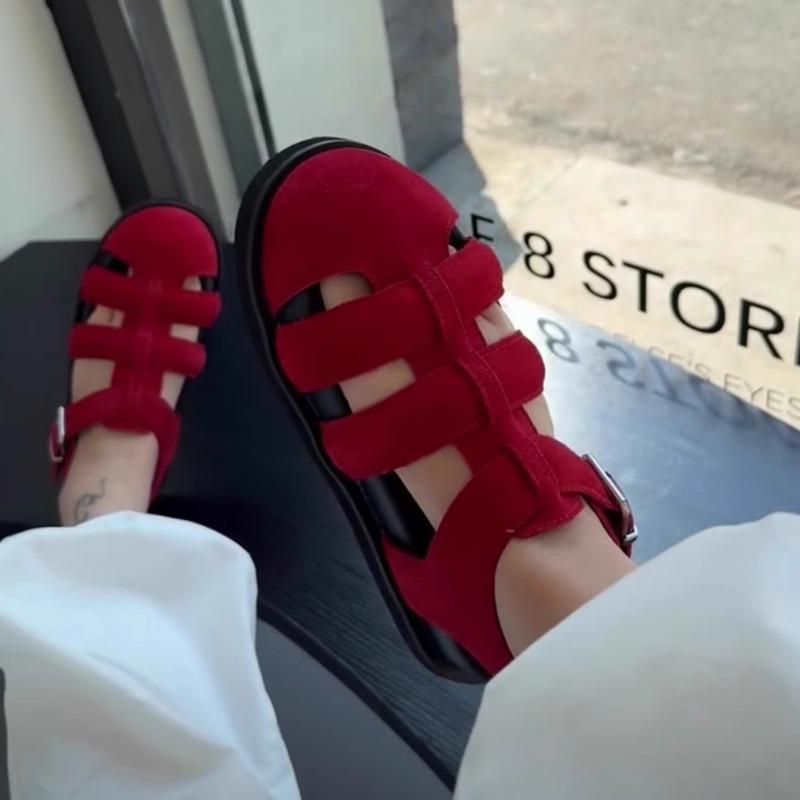 Fashion Women Flats Sandals 2025 Summer New Round Toe Casual Designer Shoes Rome Style Ladies Sandals Woman Designer Shoes for Women