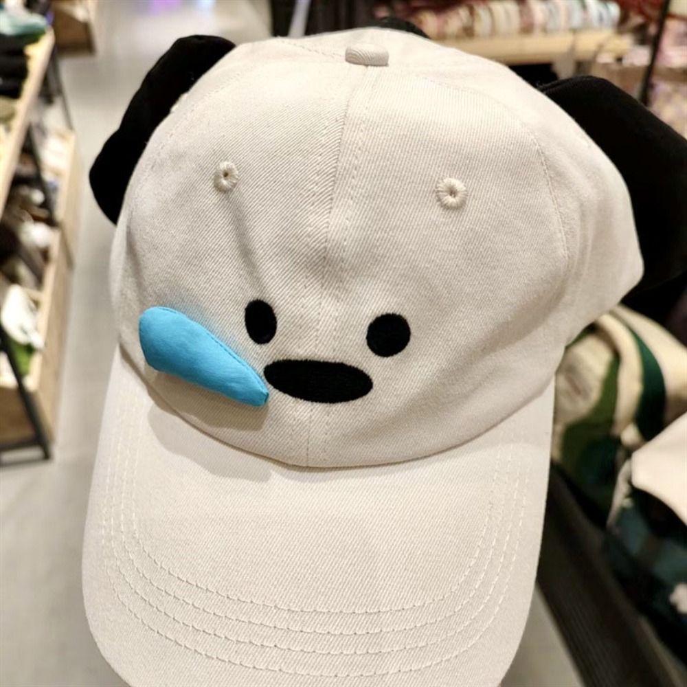 Korean Style Dog Baseball Cap Embroidery Peaked Cap Breathable Cartoon Sun Hat  Sports