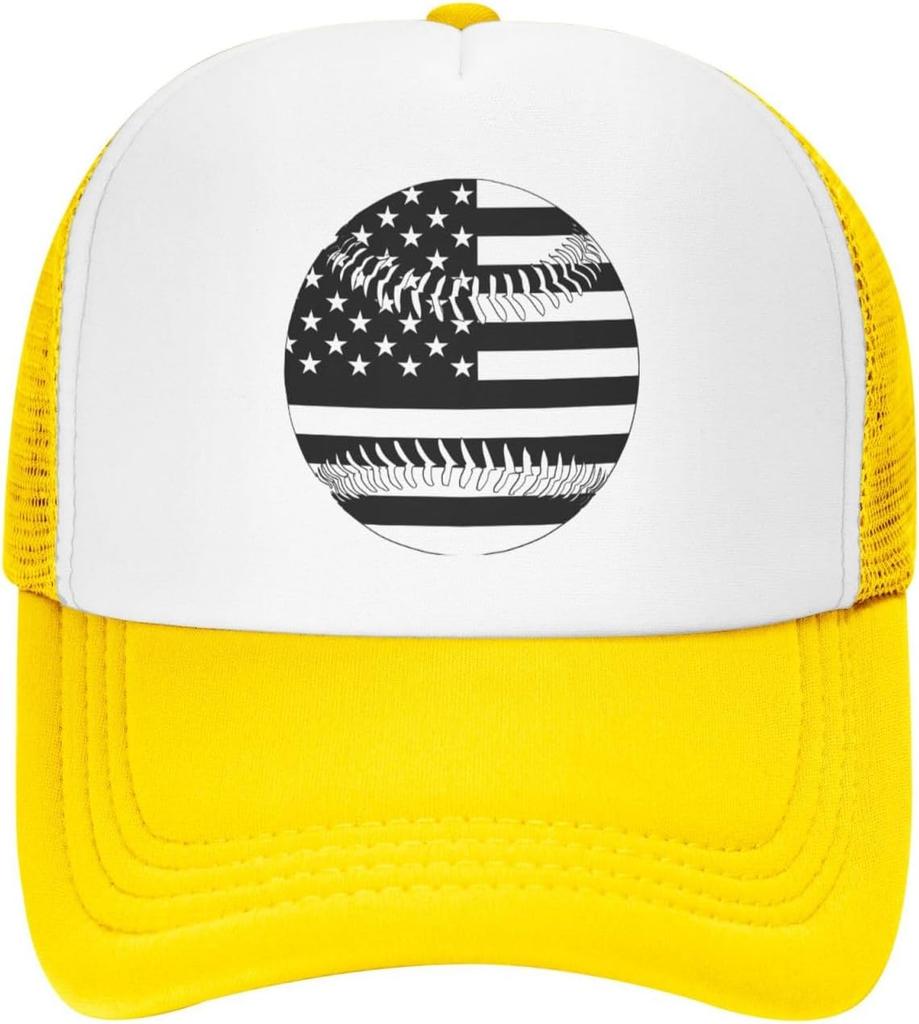 Baseball Amerikanische Flagge Grafik Trucker-Kappe Atmungsaktives Netz Verstellbar Lässige Kappe für Männer Frauen