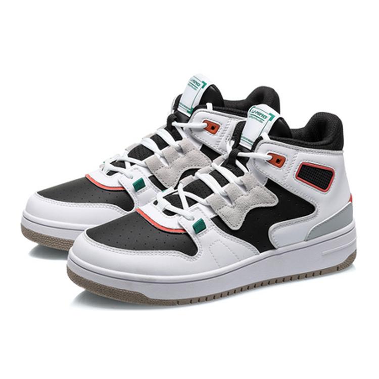New LiNing Attack 2020 Cushioning Anti Slip And Wear Resistant Mid Top Vintage Basketball Shoes Women's White Black AGBQ116-2