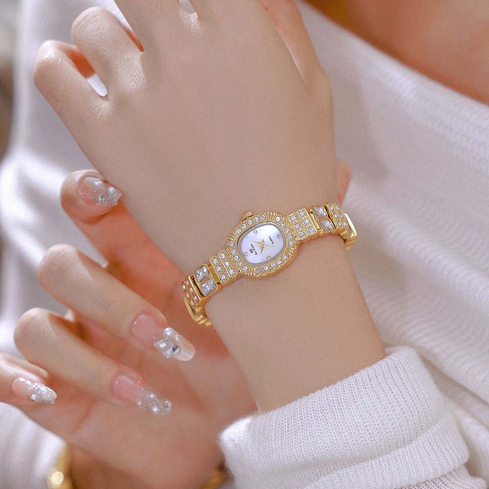 New Women's Watches  Luxury Elegant Ladies Wrist Watch Colorful Rhinestone Quartz Wristwatch Vintage Dress Gift Small Clock