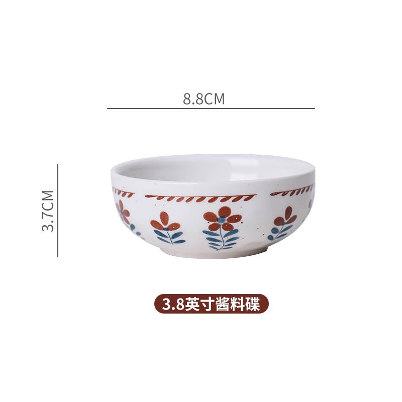 Japanese Retro Underglaze Ceramic Dishes Tableware Set Bowl Noodle Bowl Soup Bowl Vegetable Plate Western Food Bowl Light Luxury Retro