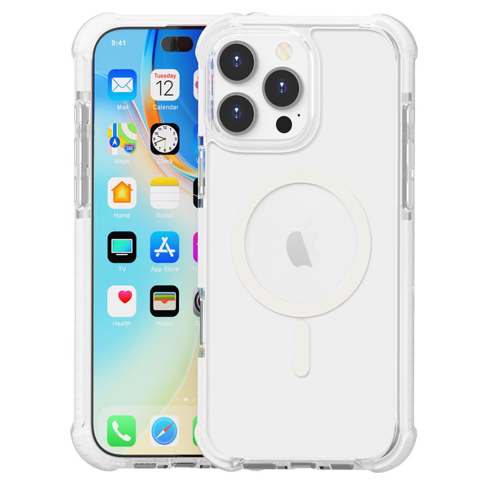 

Чехол для iPhone 16 Pro Max, совместимый с MagSafe, усиленные углы, ТПУ+акрил+ТПЭ чехол для телефона White