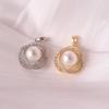 Elegant Diamond-Studded Pearl Pendant Necklace In Gold & Silver