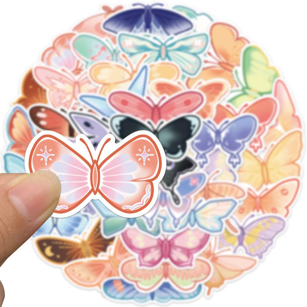 40 Cartoon Colorful Butterfly Graffiti Stickers Trolley Box Water Cup Diary Waterproof DIY Stickers