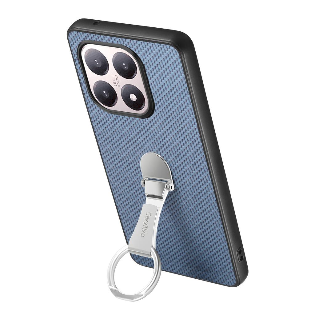CASENEO C1-19 for Xiaomi 15T Case Folding Kickstand Leather Back Cover Carbon Fiber Texture