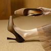 European and American banquet waterproof table high heels 2026 spring and autumn patent leather color matching square head thin heel light mouth 