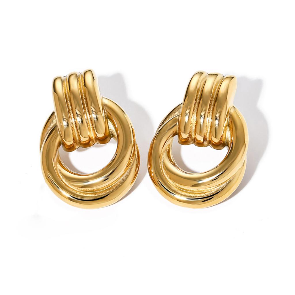 Elegant Geometric Dangle Earrings for Women Multi Layer Round Drop Designs in Silver and Gold Perfect for Any Occasion