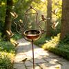 Iron Garden Stake Bird Feeder Piece with Watering Can Shape, Outdoor Lawn Display for Flower Spots and Yard Space, Approx. 8.3 x 42.5 In
