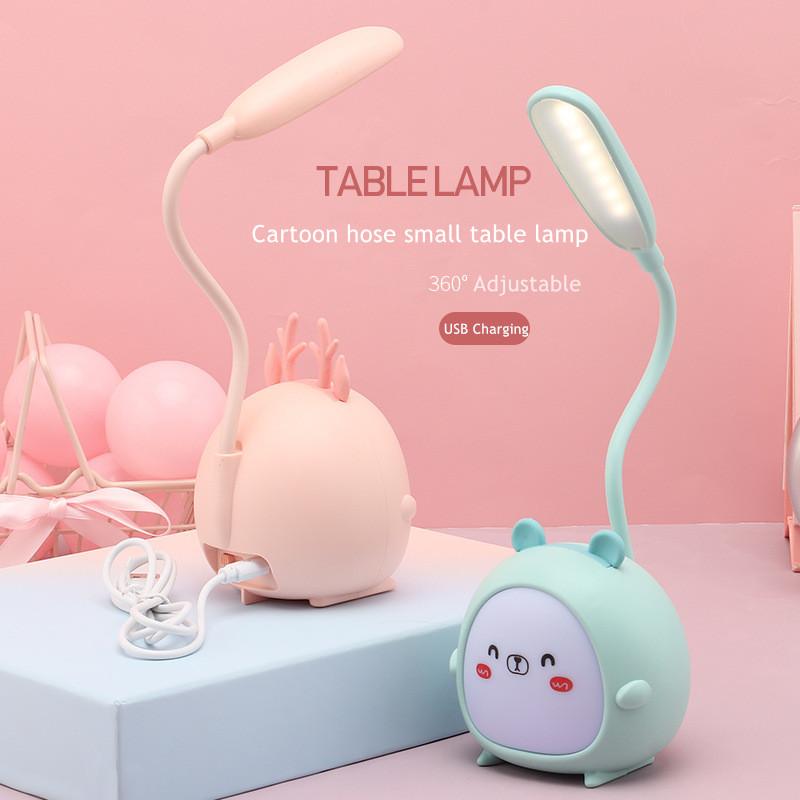 USB LED-bordslampe Kaninlys Søt tegneserielampe USB oppladbart LED-leselys Øyebeskyttelse Fargerik nattlys Nyhet
