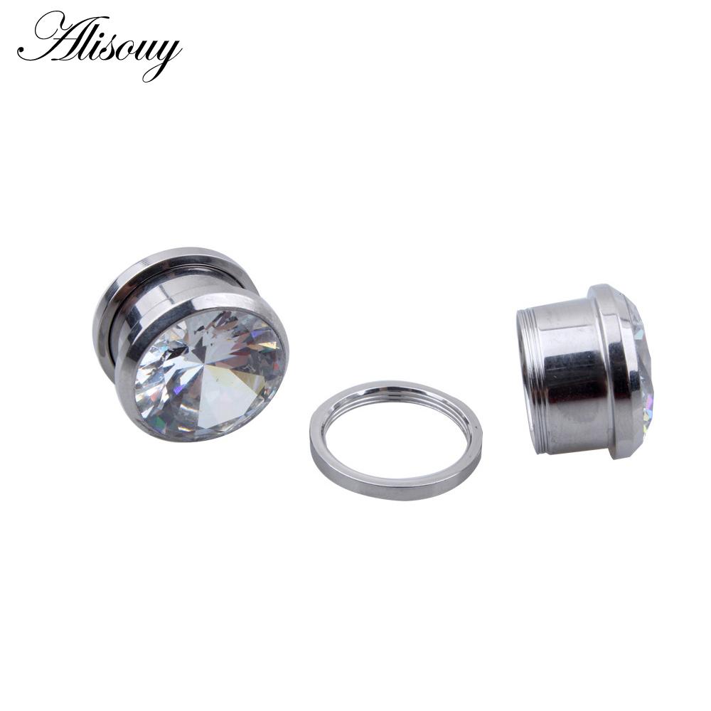 Wunderschöne Große Zirkonia Edelstahl Screw Fit Ohr Tunnel Ohr Expander Stretche Piercing Ear Gauges