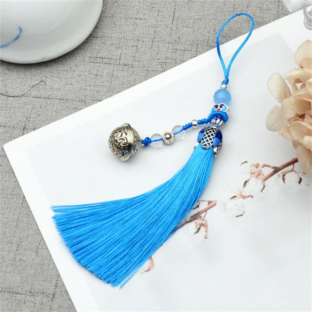Exquisite Handmade Vintage Tassels Charm Bell Pendant Hanging Rope Ornament for Bags Or Keys Car Interior Decoration