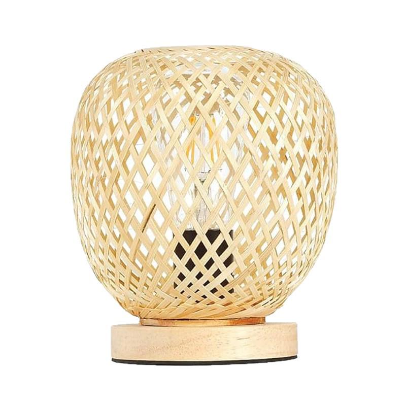 Bamboo and Rattan Farmhouse Style Table Lamp for Bedside, Office, Cafe, or Bar.