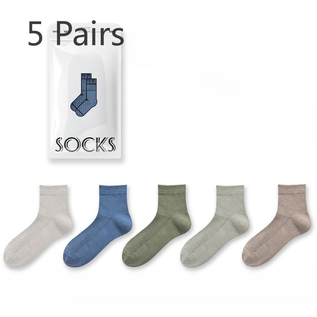 5 Pairs of Men's Summer Thin Cotton 7A Antiseptic Deodorant Mesh Wicking Sports Socks