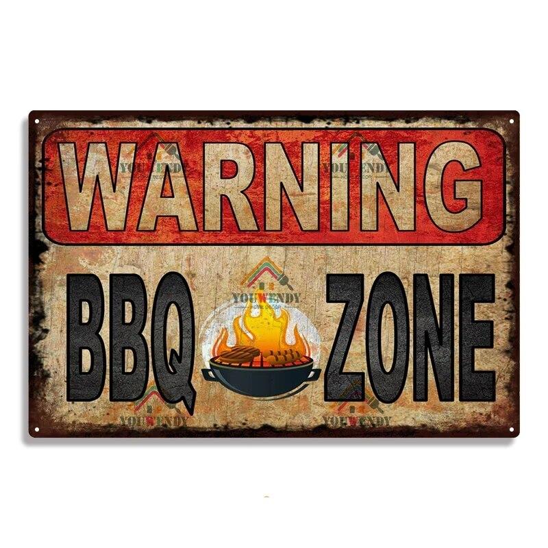 Hisun Tin Sign Retro DADS BBQ Metal Tin Signs Decorative Plaque Wall Decor for Barbecue Bar Pub Kitchen Party Zone Vintage Metal Plate