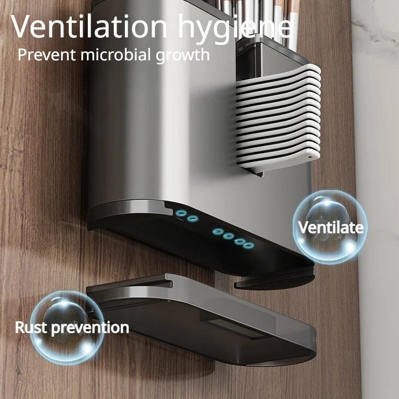 Wall-mounted Chopsticks Tube Kitchen Rack Wall Hanging Punch-free Tool Rest Cutter Drain Aluminium Chopsticks Cage Storage Box