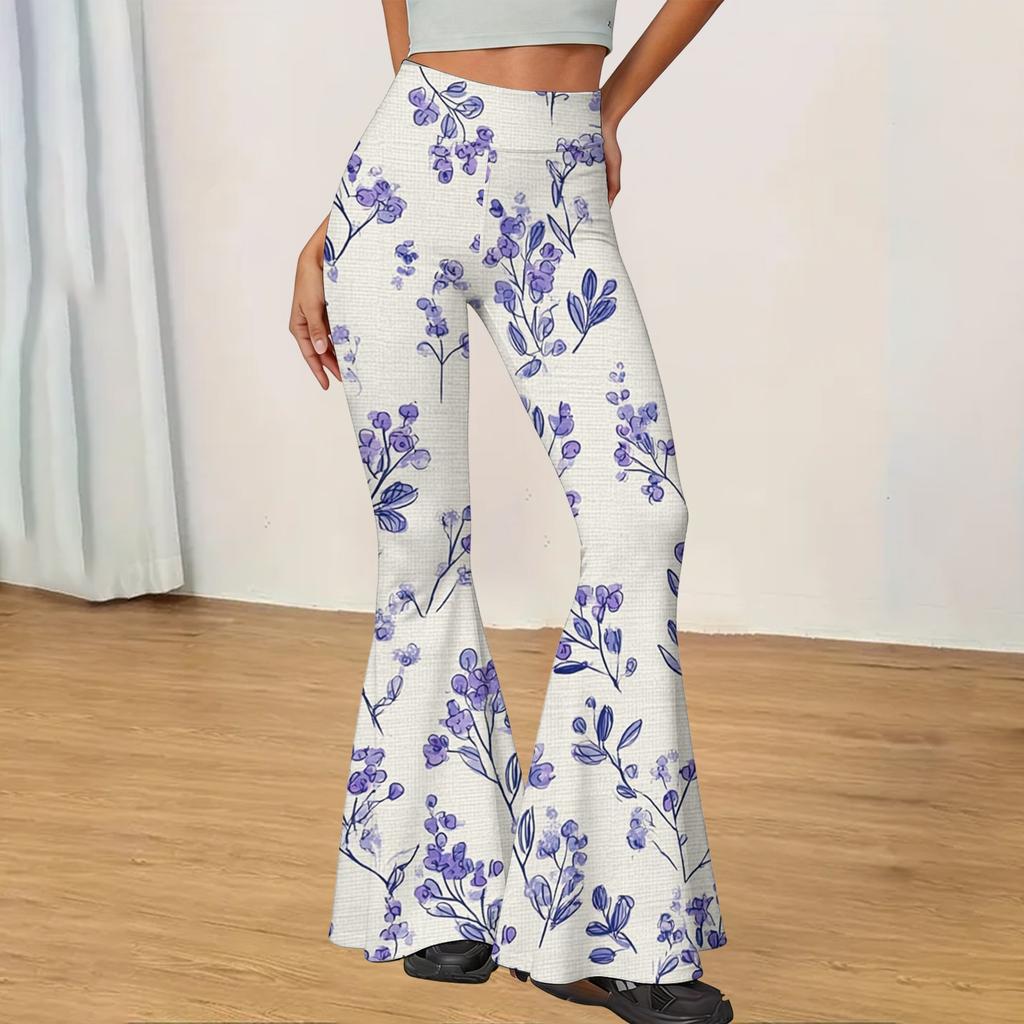 Women's High Waist Flare Yoga Pants - Slim Fit Casual Long Trousers for Daily Wear