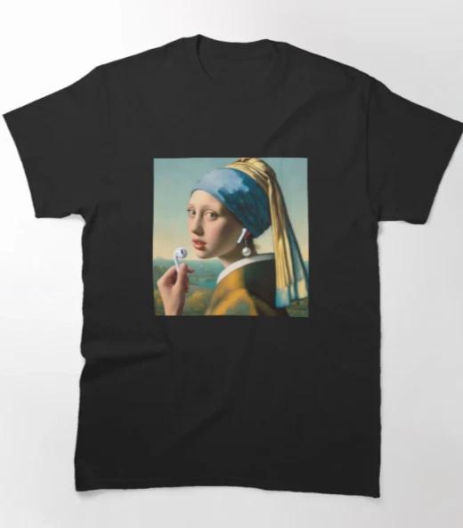 Girl with Pearl Earring Funny Vermeer painting parody T-Shirt 4XL
