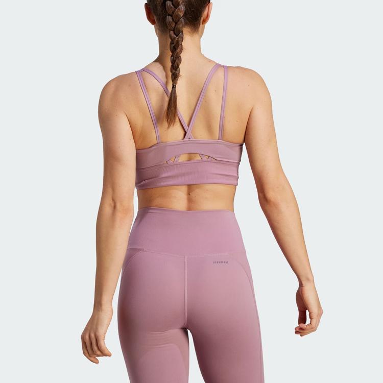 Adidas Essentials Medium-Support Bra Solid Logo Design Quick-Dry Yoga U-Back Sports Bra Women underwear Purple IL2944