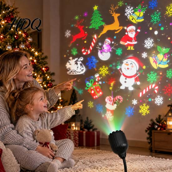Ambient Night Lamp USB Christmas Snowflake Projector Light Flexible Gooseneck Projection Lamp Decorative LED for Bedroom Ceiling Decoration Pattern