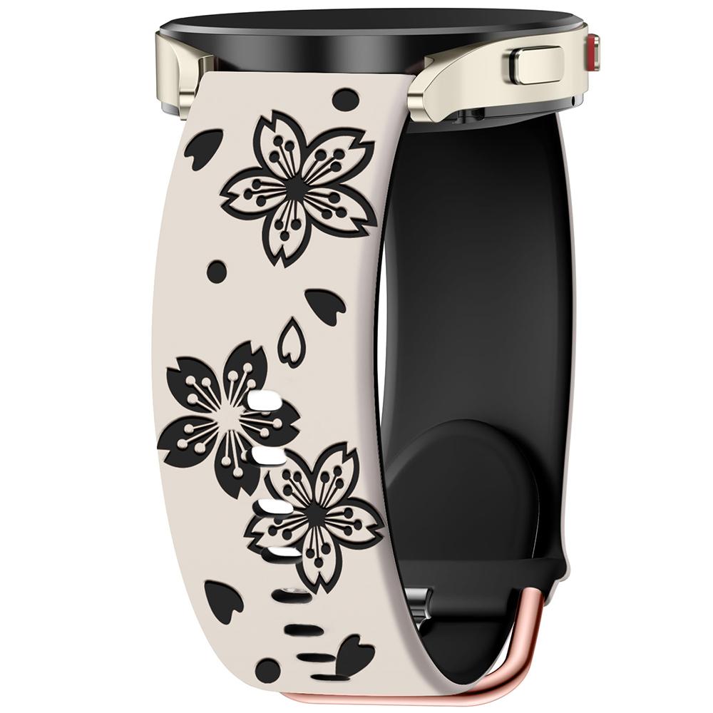 Universal 20mm Width Flower Engraved Watchband For Samsung Galaxy watch 7 6 4 5 Strap Huami Amazfit Active GTS 4 Mini 3 Pro GTR 2e Silicone Bracelet
