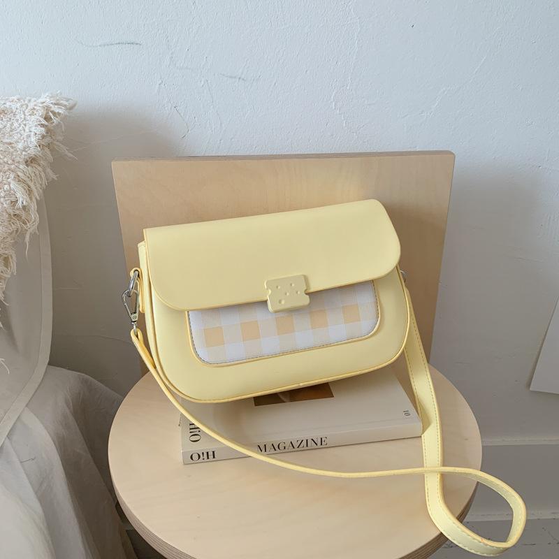 Fresh and high-value plaid small square bag women's new cute versatile shoulder bag niche messenger bag bag