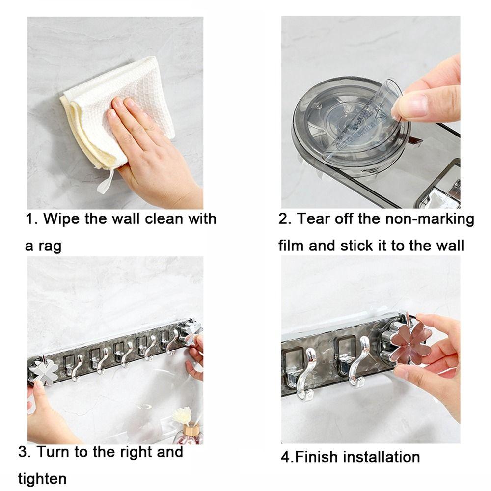 5 Hooks Strong Suction Cup Hooks Transparent Clothes Coat Hooks Utensils Storage Row Hook  for Home