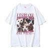 ¿Qué comen las lesbianas? Camisetas Divertidas de Gatos para Hombres y Mujeres Verano Alta Calidad Camiseta Oversize Vintage 100% Algodón Camiseta Streetwear