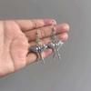 Bohemian Gothic Retro Ancient Silver Jade Moth Earrings Gift