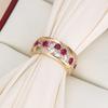 Luxury Aesthetic Inlaid White Red CZ Women's Ring Sparkling Gold Color Geometry Daily Wear Party Jewelry Anniversary Gift