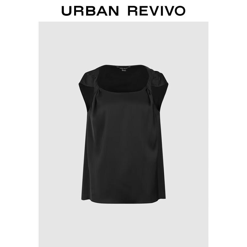 UR 2025 Winter Elegant Square-Neck Twisted Sleeveless Blouse M