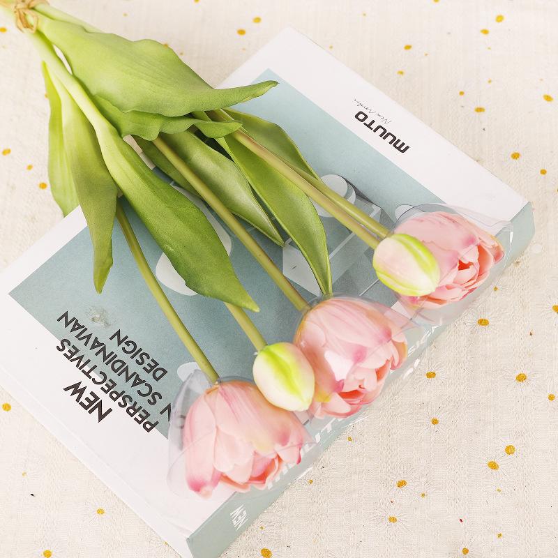 

Tulip Bouquet Silicone Tulip Flower Simulation Flower Moisturizing Feel 5 Tulips