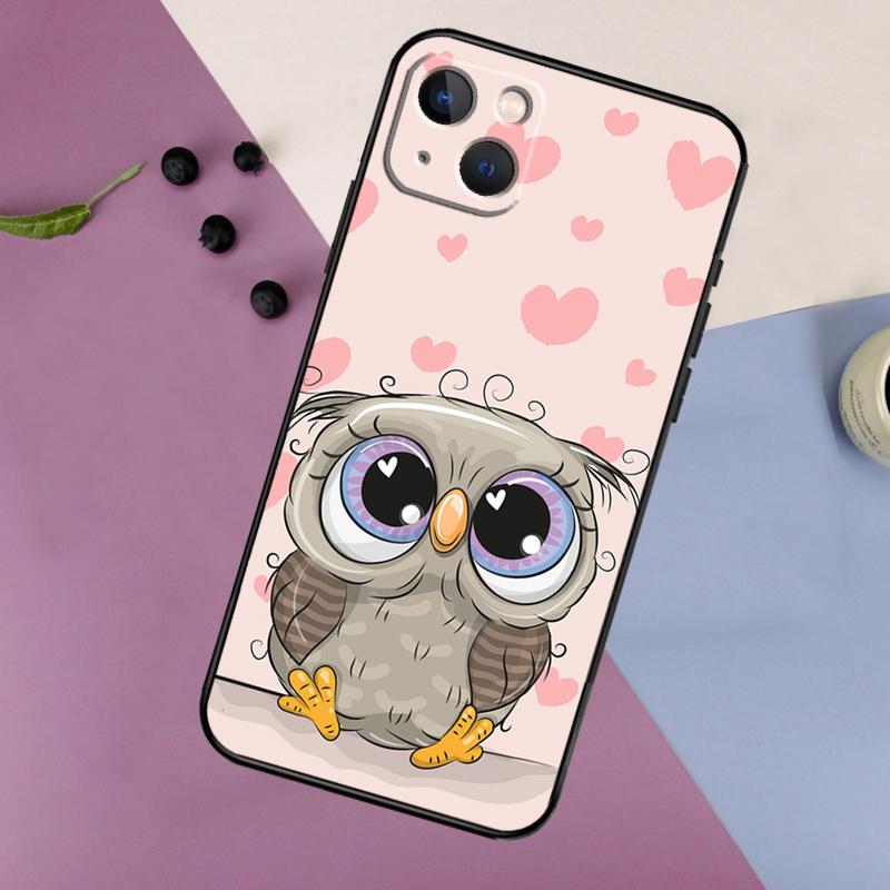 Cute Cartoon Owl Soft Phone Case For iPhone 16 15 14 13 12 11 Pro MAX XS X XR 7 8 Plus 13 12 Mini Back Cover