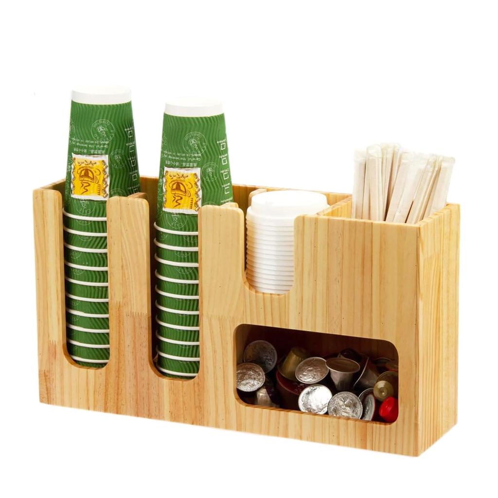 Uyoyous Paper Cup Holder, Cup Holder, Paper Cup Stand, Cup Dispenser, Wooden Cup Stand, Paper Cup Holder, Suitable for Convenience Stores, Cup