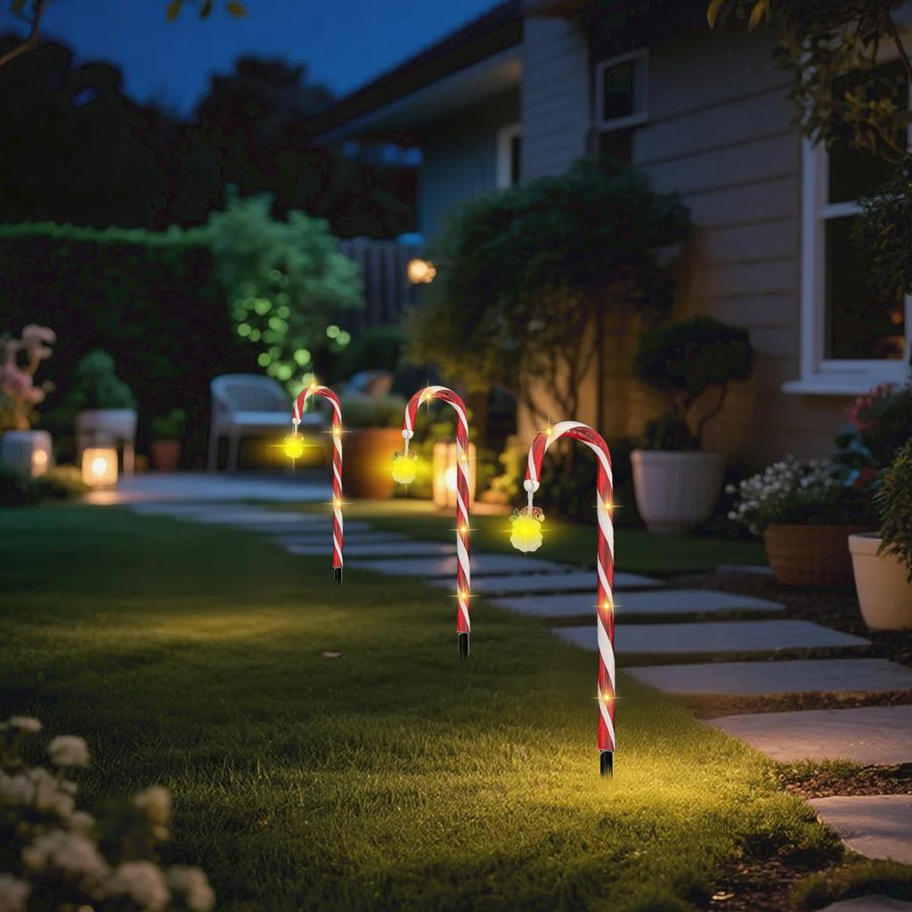 Solar-Powered LED Candy Cane Lights - Indoor And Outdoor Holiday Decor For Gardens, Paths, And Christmas Decorations